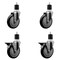 Service Caster 5'' Black Poly Wheel Swivel 1-7/8'' Expanding Stem Caster Set 2 Brakes, 4PK SCC-EX20S514-PPUB-BLK-2-PLB-2-178 - alternate 1